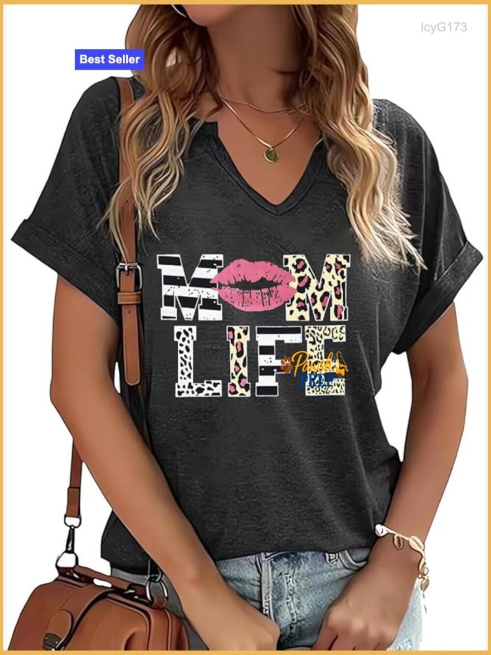 V-Neck Graphic Tee for Women, Soft Cotton Blend, Mother's Day Gift T-Shirt